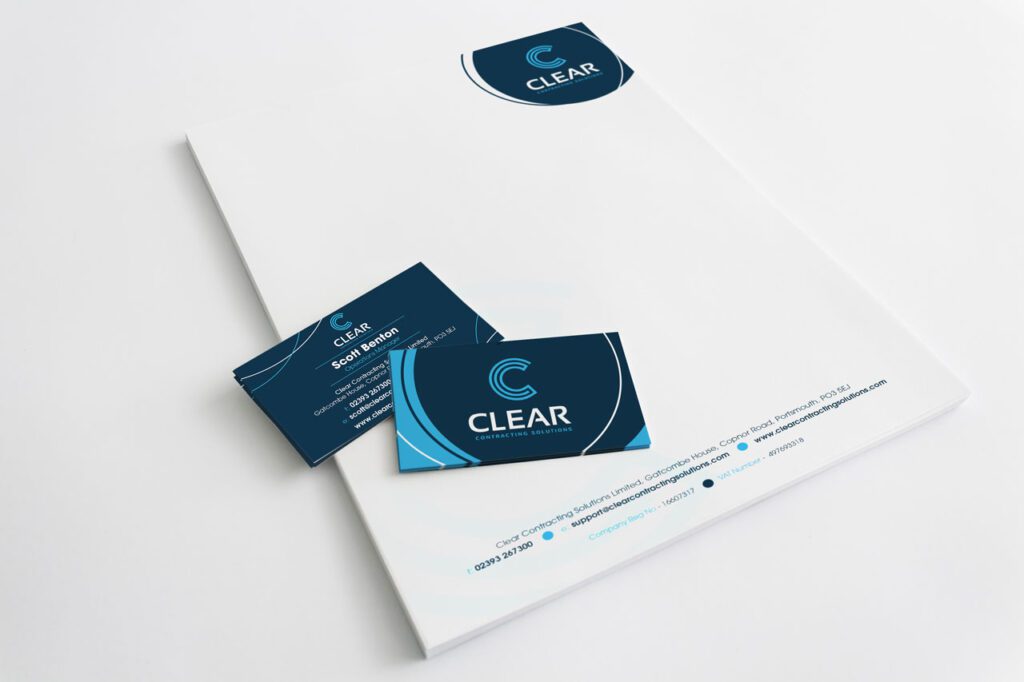 Clear Contracting Letterhead Business card Mockup 1280
